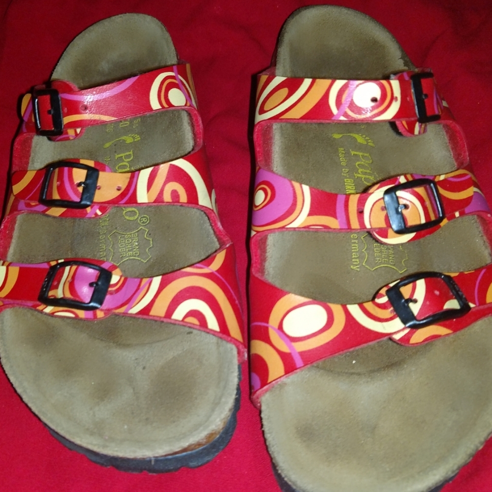 Red/Orange Geometric Print Birkenstocks